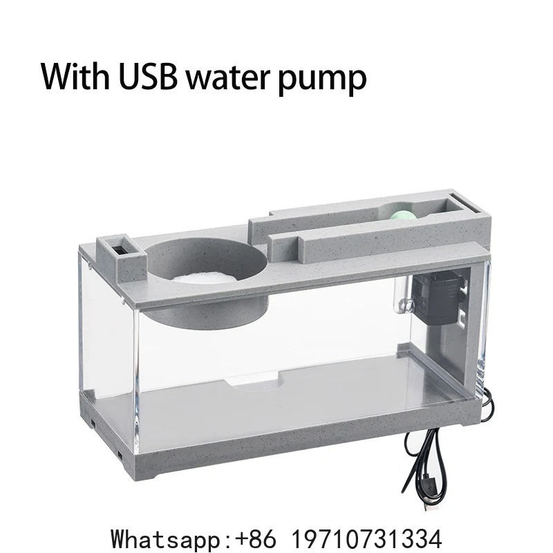Fish Aquarium Home - ชุดตู้ปลาพร้อมอุปกรณ์เสริมในตัว พร้อมแท่งออกซิเจน ระบบกรองแบบ USB ไฟ LED