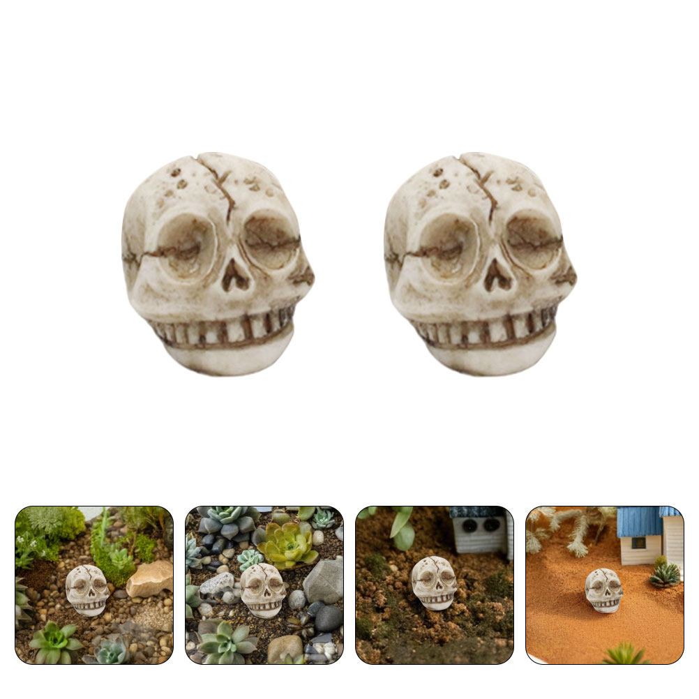 Aquarium Decor - 20 ชิ้น รูปปั้นหัวกะโหลกยิ้มทำจากเรซิ่น สำหรับตกแต่งสวนกลางแจ้ง สนามหญ้า และตู้ปลา