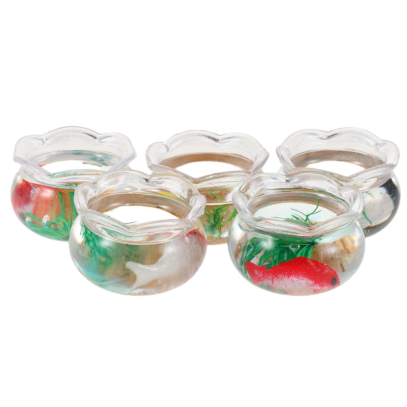 Aquarium Plants - 5 ชิ้น ตู้ปลาจิ๋ว บ่อปลาคาร์ปจำลองสมจริง พร้อมต้นไม้น้ำจำลอง ชามปลาทองทรงกลมขนาดเล็ก