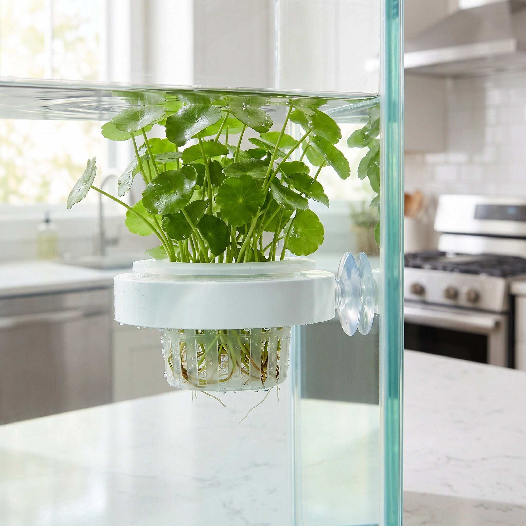 Aquarium Plants - 4 ชิ้น ตะกร้าปลูกพืชน้ำลอยน้ำ ภาชนะปลูกพืชน้ำพลาสติก ถ้วยปลูกพืชน้ำในตู้ปลา พร้อมจุ๊บติด