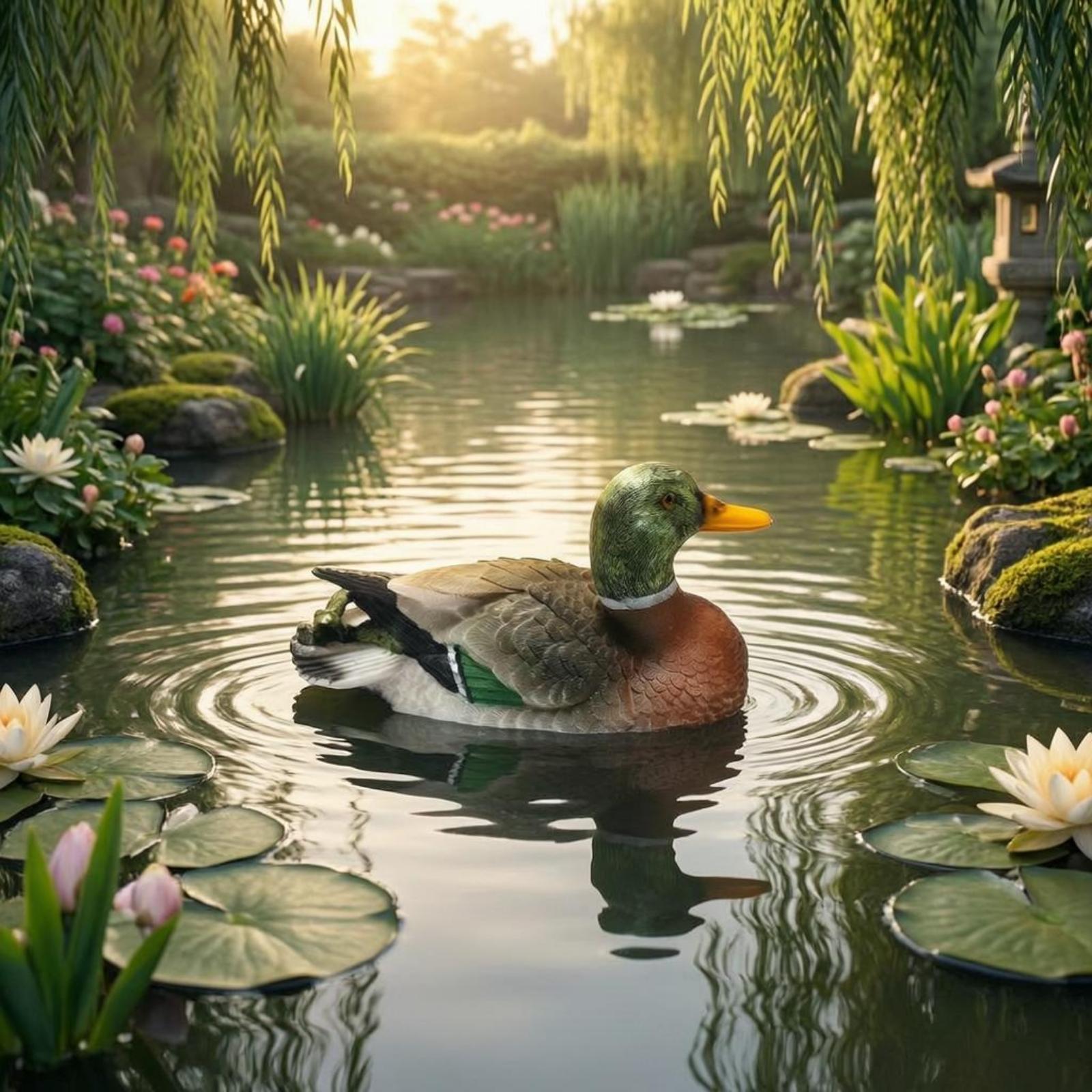 รูปปั้นเป็ดเรซิ่น ประติมากรรมส - Aquarium Decor บทวิจารณ์และราคา